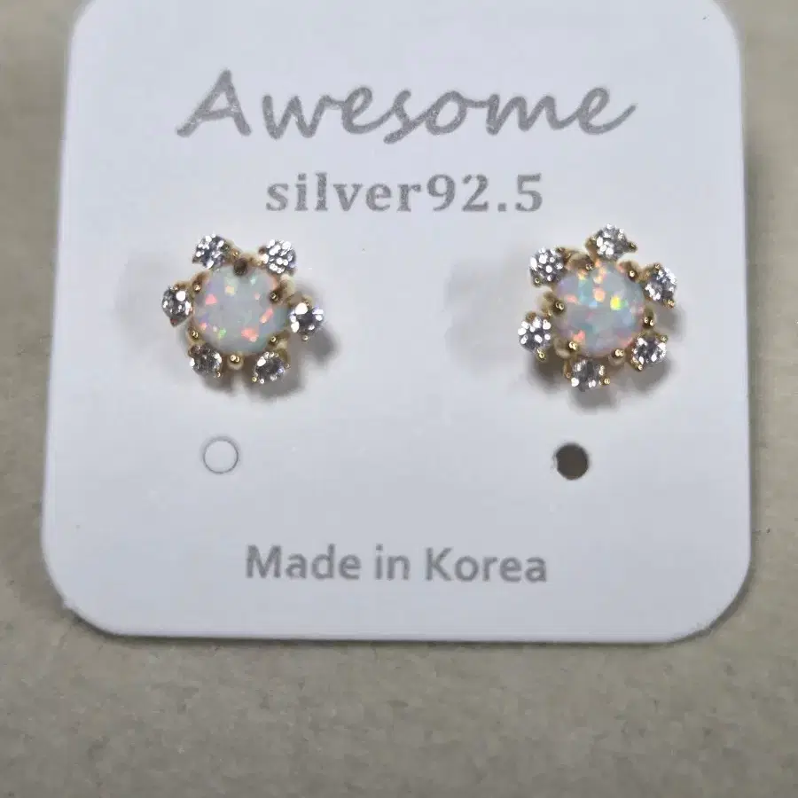 실버92.5 오팔 원석 꽃 귀걸이(새상품