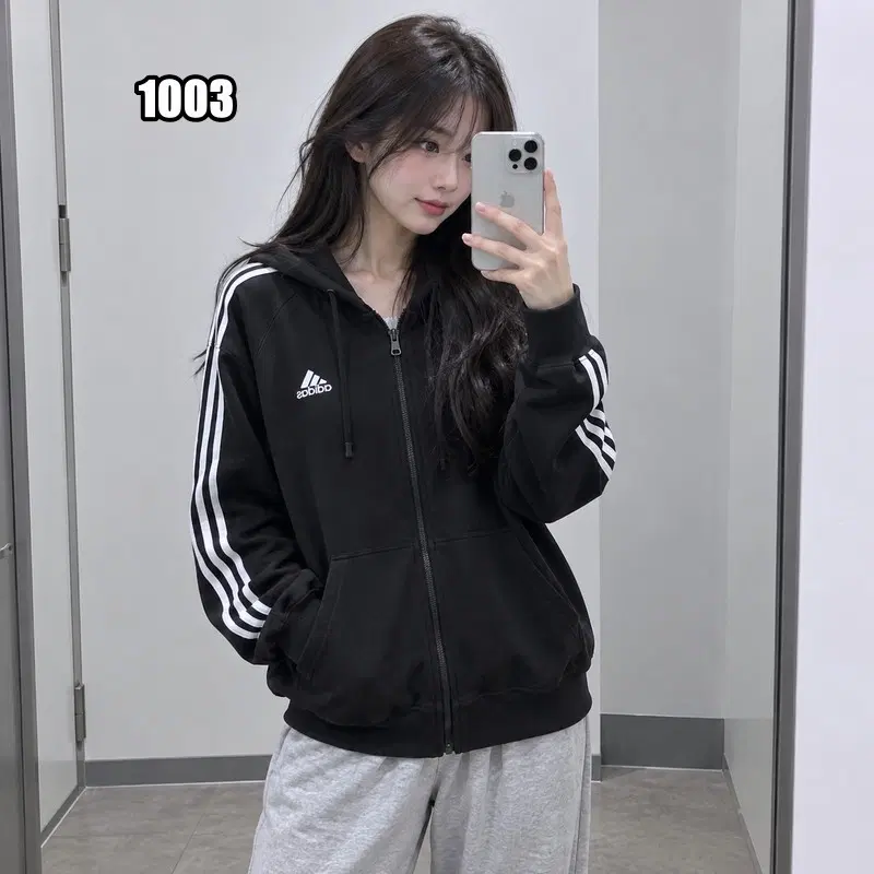 M 아디다스 에센셜 3-스트라이프 후드