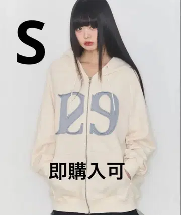 ILLIGO 로고 패치 후드 집업 크림