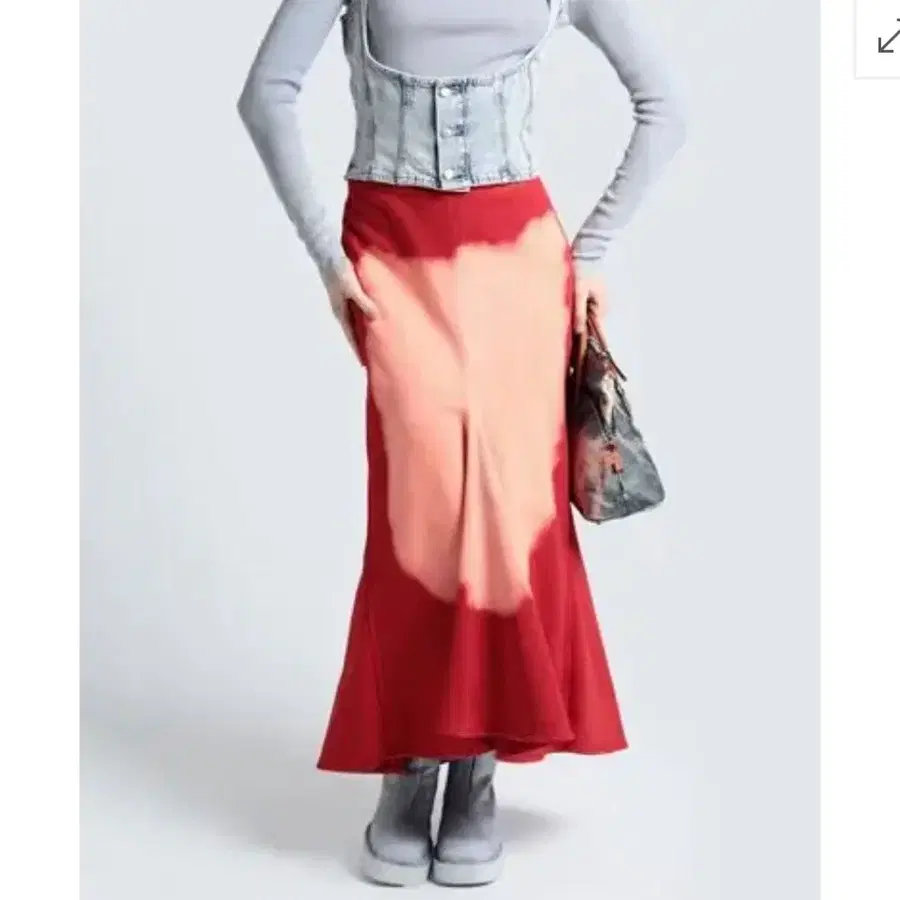 마르니 Marni 레드 투톤 맥시 펜슬 스커트