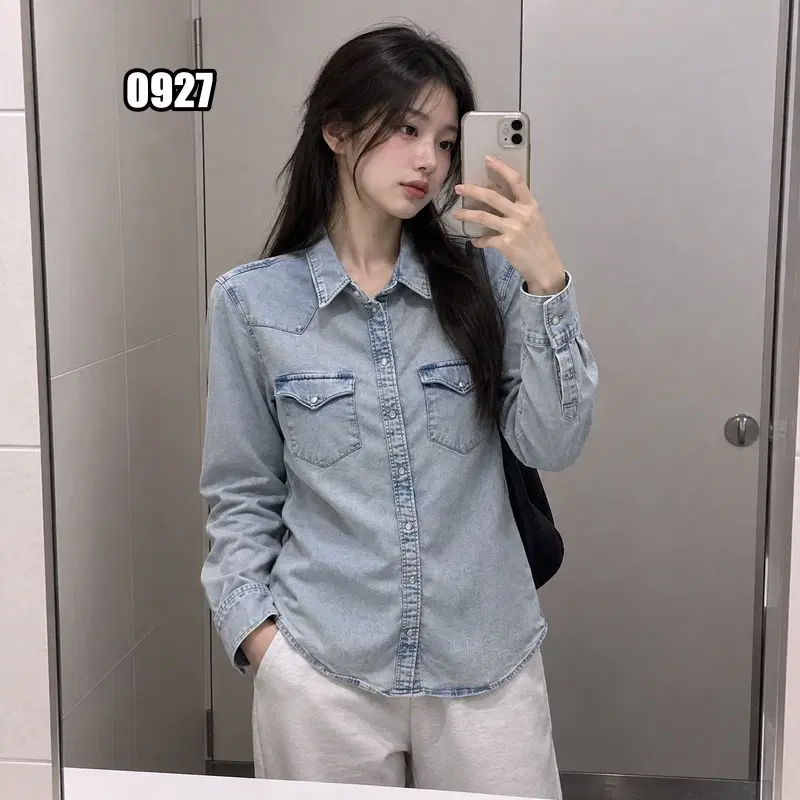 L 리바이스 투 포켓 웨스턴 긴팔 연청 데님 셔츠