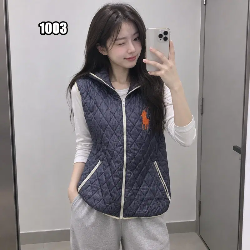 L 폴로 랄프로렌 빅포니 체크 퀼팅 베스트