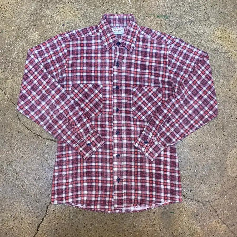80s Made in USA 미국빈티지 랭글러 체크 남방 셔츠