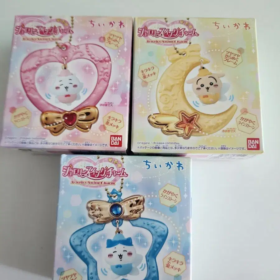 일괄3종)치이카와 먼작귀 쥬얼리 스윙 참 피규어 키링 우사기 하치와레 치이카와