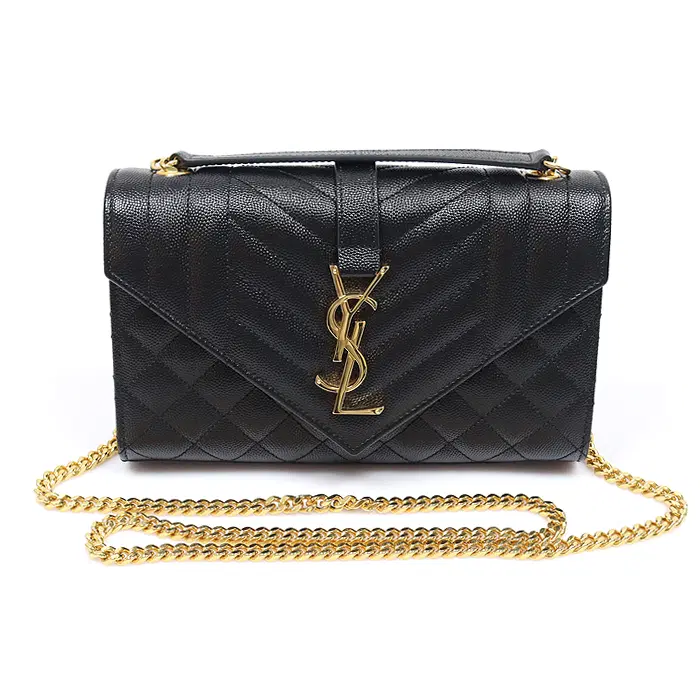 Saint Laurent(생로랑) 600195 블랙 그랑 드 뿌드르 퀄팅 엔벨로프 플랩 스몰 숄더백 MUJ82940YSL