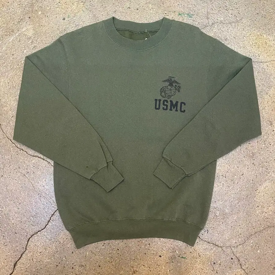 미국빈티지 USMC 미국 해병대 맨투맨 카키