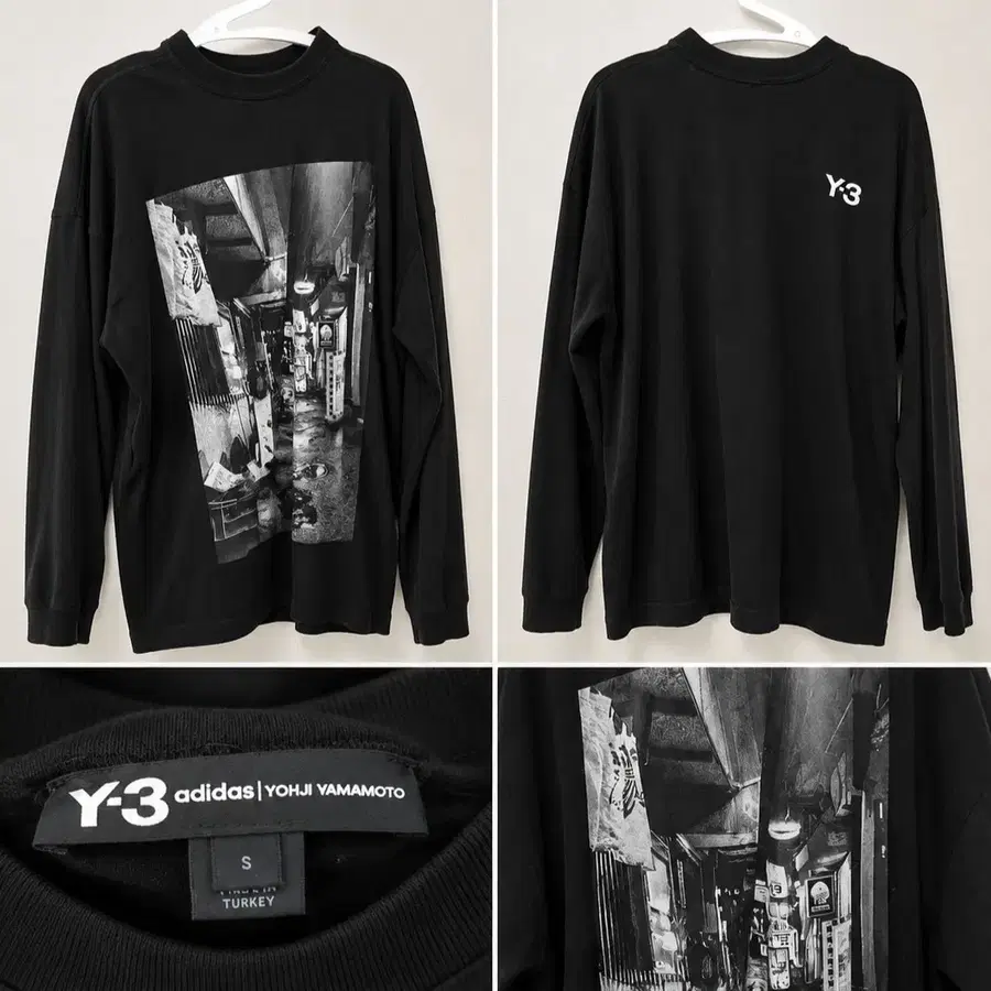 아디다스 Y-3 요지 야마모토 백프린팅 긴팔티 블랙 S