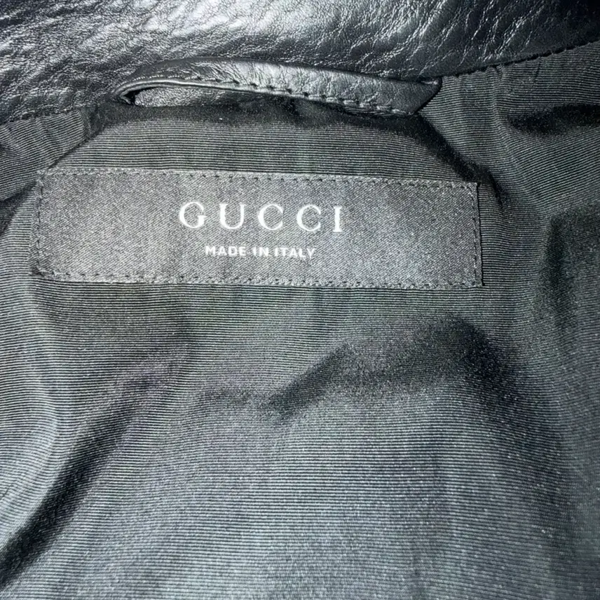 구찌 GUCCI 웹 스트라이프 레더 바이커 자켓 size52 사진 3
