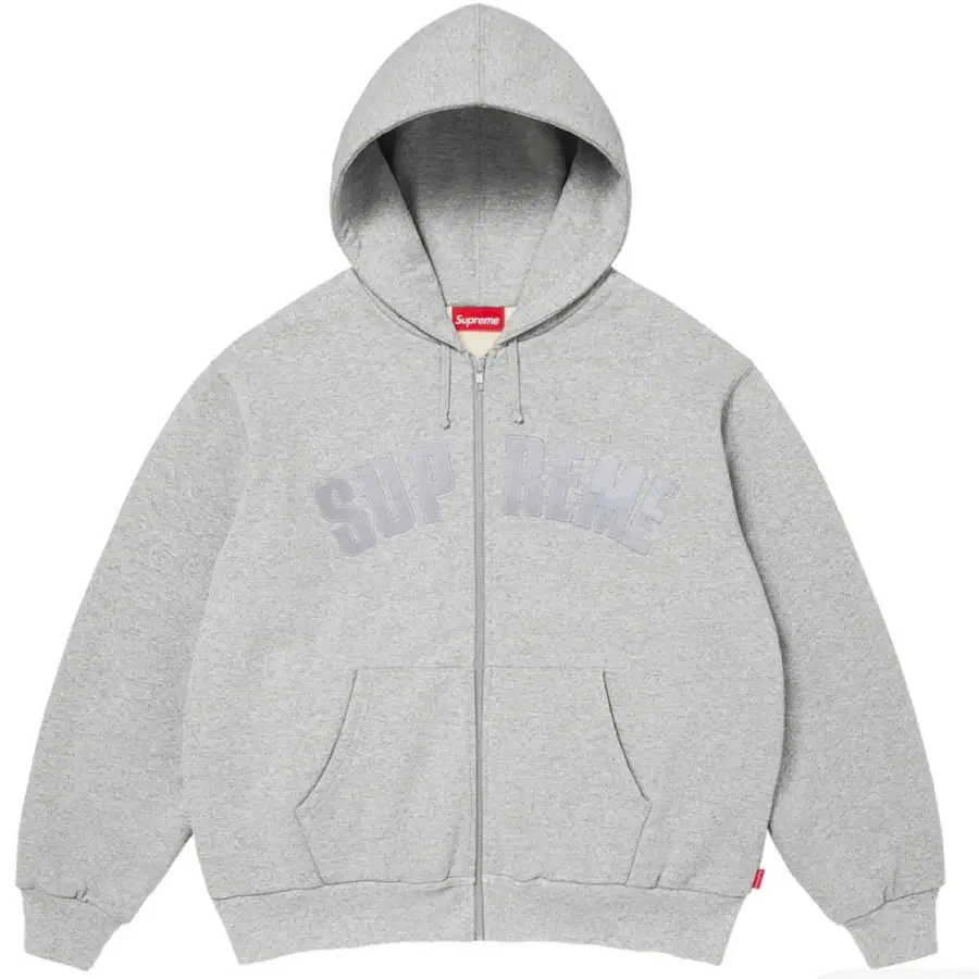 슈프림 로고 후드집업 그레이 XXL