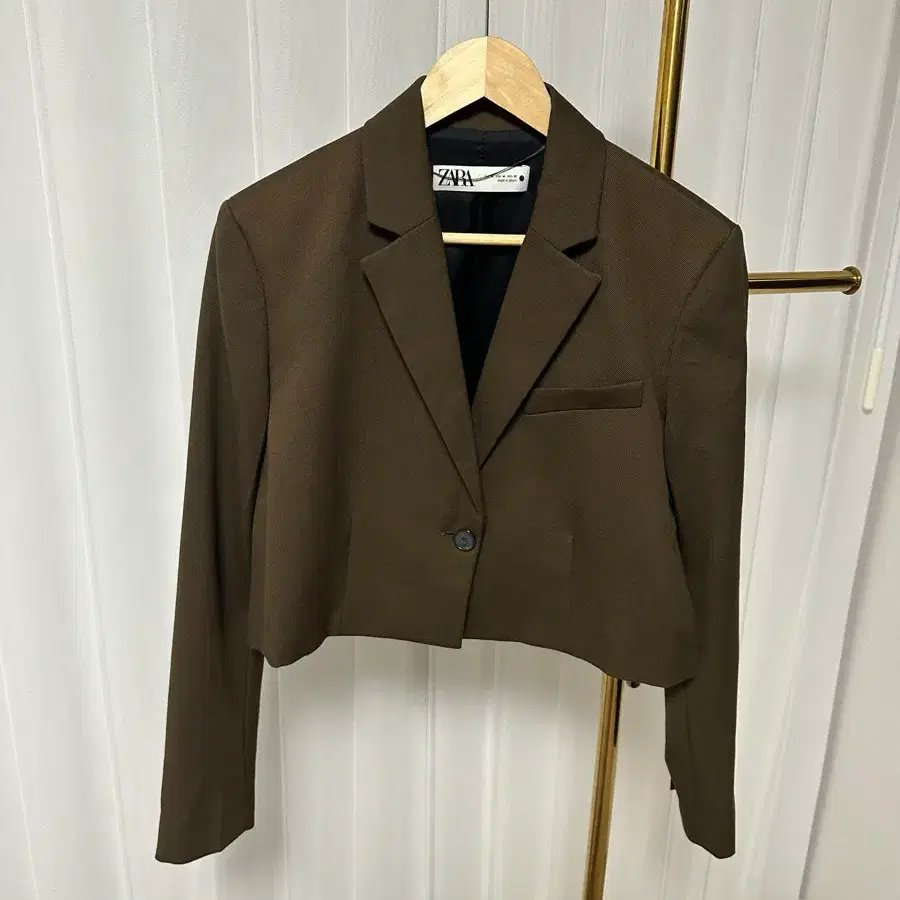 ZARA 자라 크롭 자켓 브라운