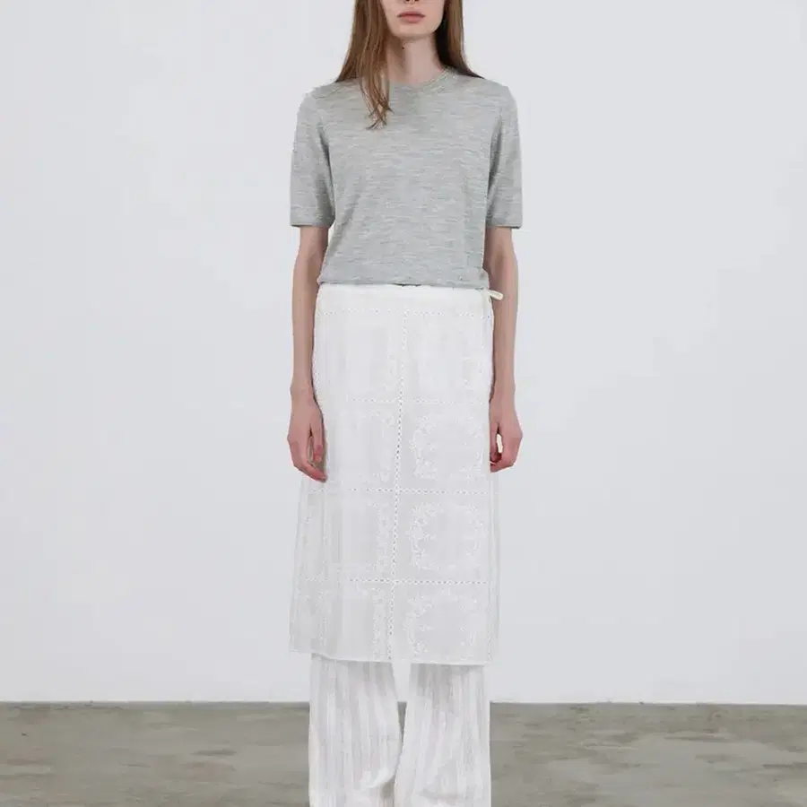 르바 Lace Layered Skirt - lvory