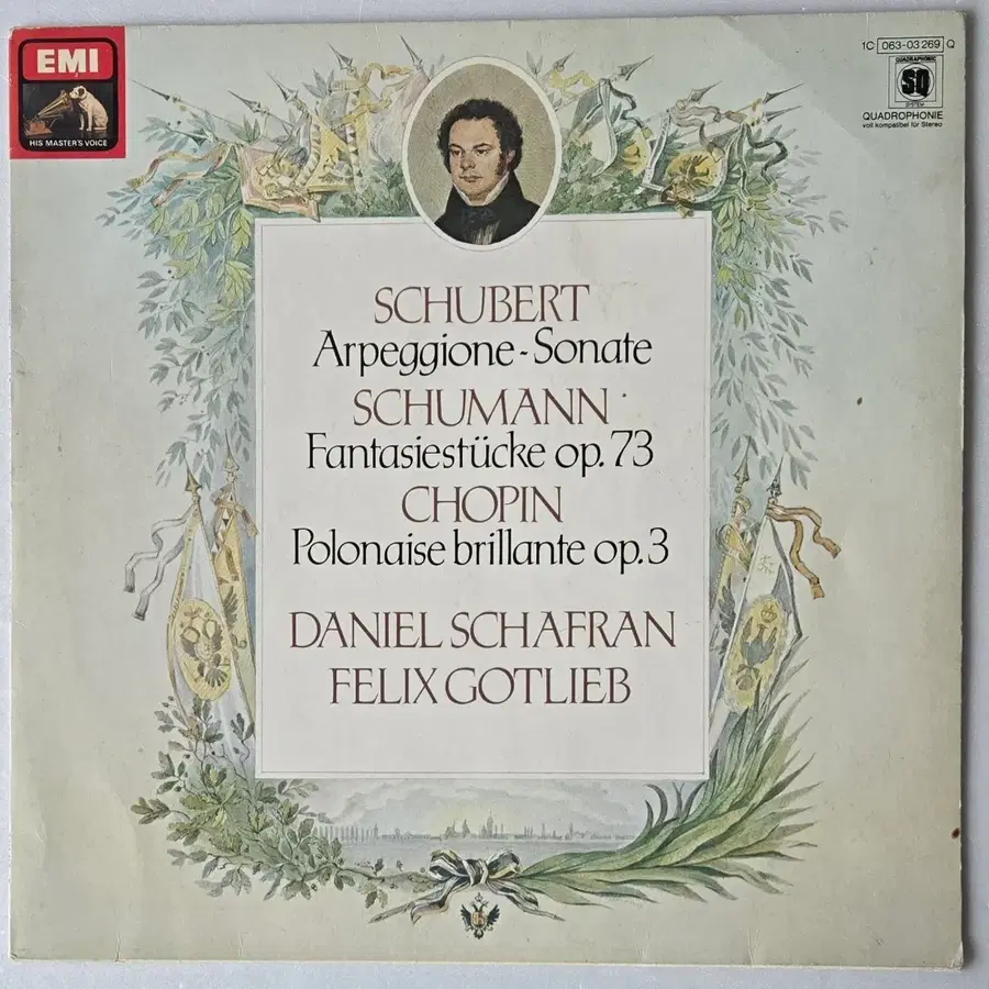 Daniel Shafran - 슈베르트 아르페지오네 소나타.슈만.쇼팽 LP ( 1978 독일 SQ 4채널 )