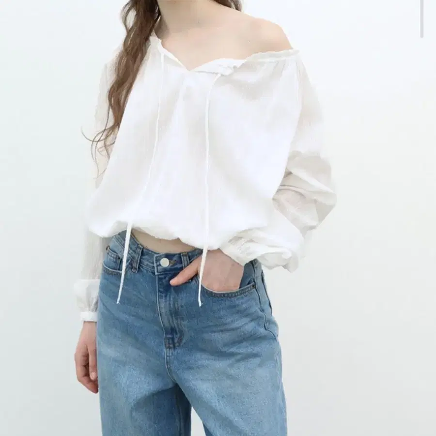 쏘이르 셔링 시어 블라우스_코튼화이트