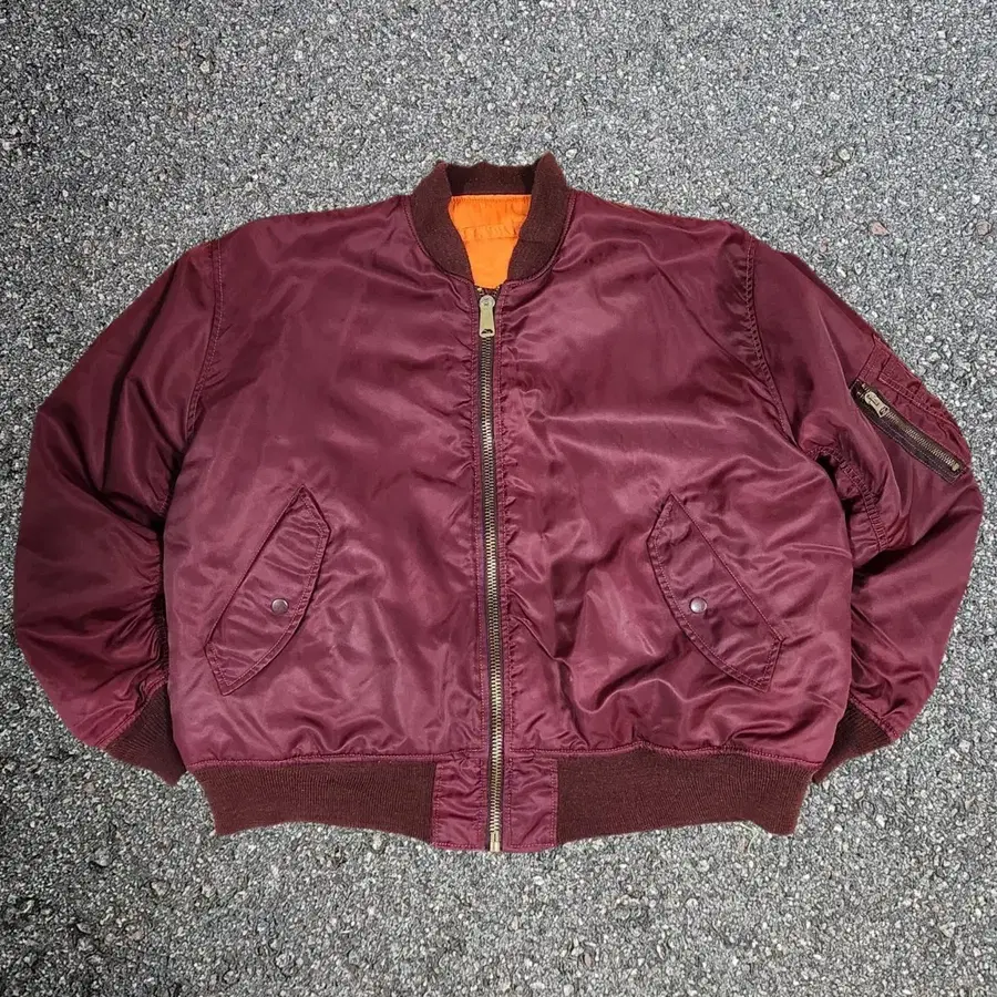 90s Vintage XENON MA-1 Flight Burgundy Jacket (LL)