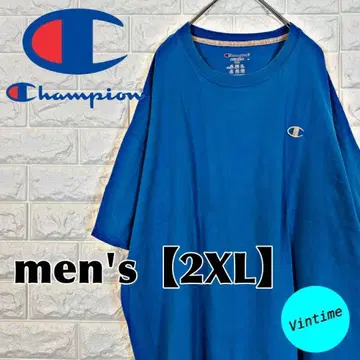 V791 [ Champion ] 자수 로고 T셔츠 [ 남성용 2XL ] 블루