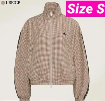 새상품 S adidas 체크 트랙탑 베이지