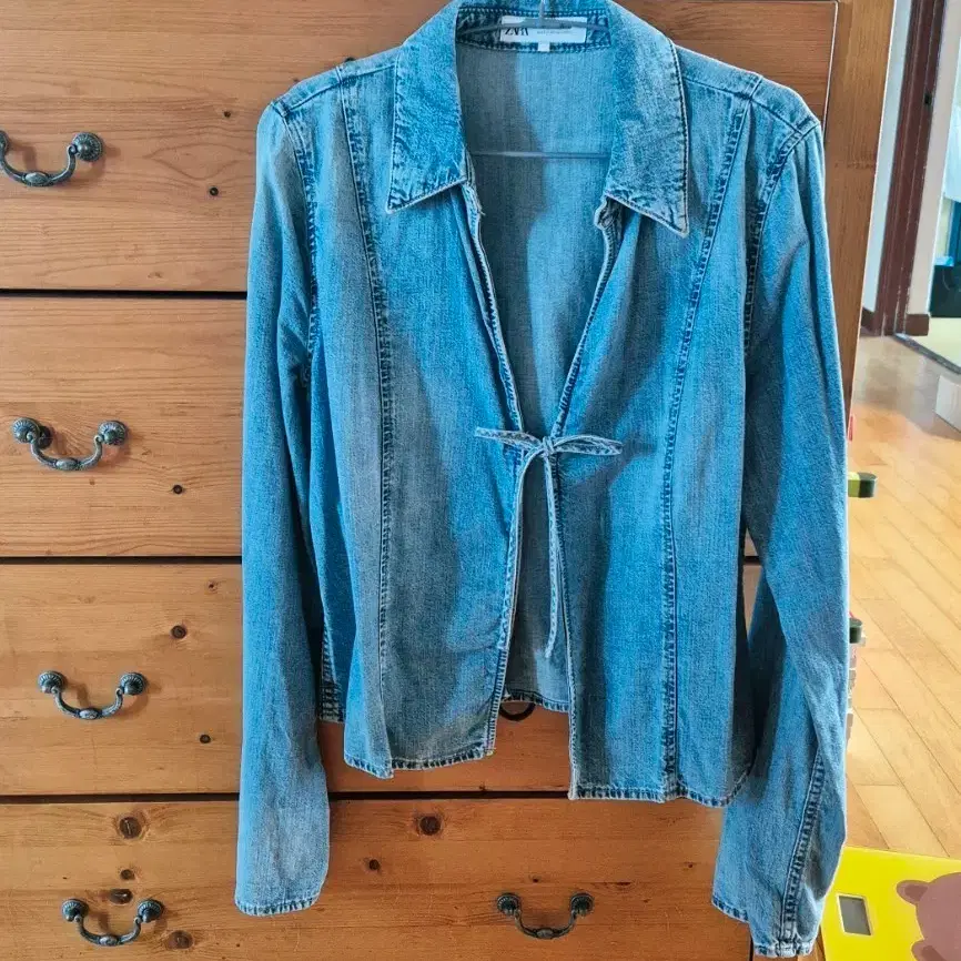 ZARA 데님 랩 블라우스 XL