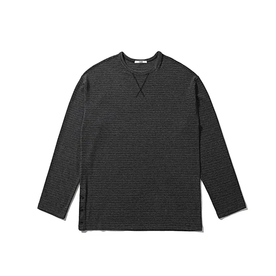 (새상품 택포가격) 유네 엣지 버튼 스트라이프 롱슬리브_[챠콜] free