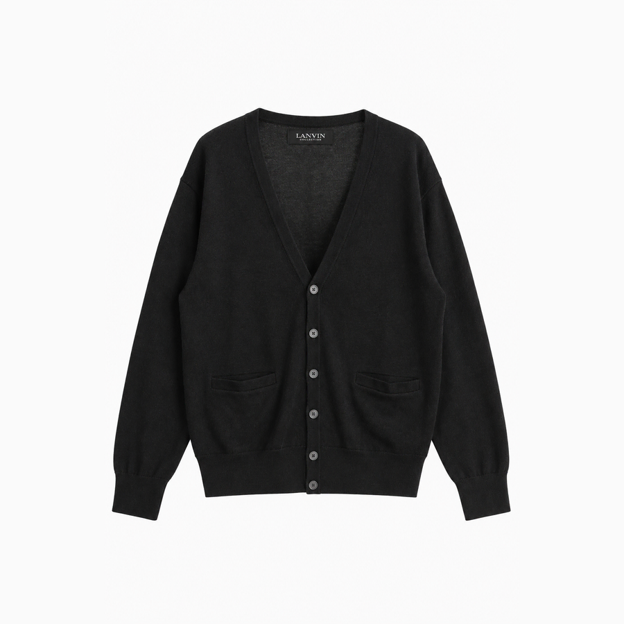 LANVIN 랑방 울 100% 로고 자수 가디건 - Men (95498)
