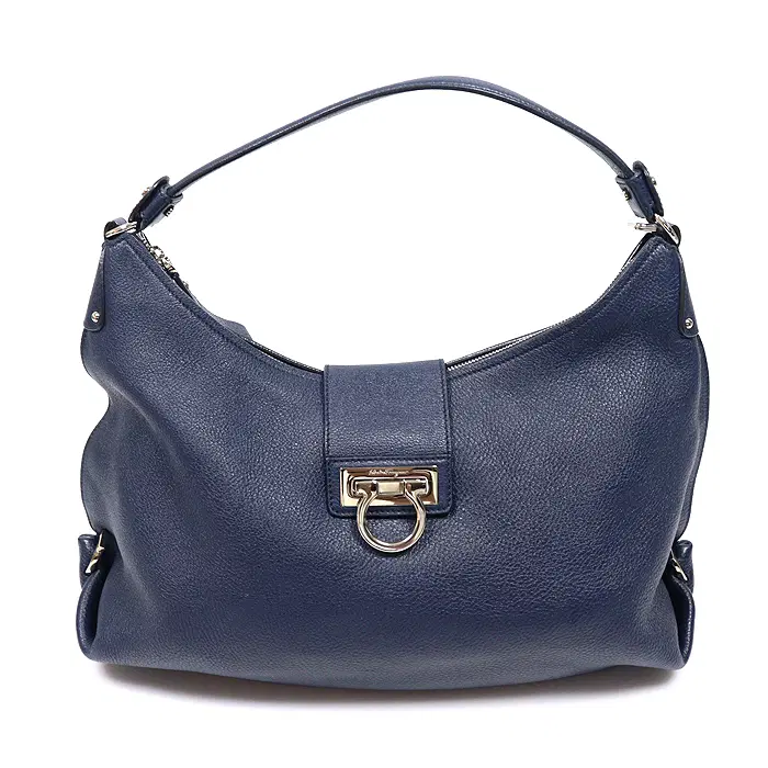 Ferragamo(페라가모) 21 D757 네이비 카프스킨 간치니 파니샤 라지 호보 숄더백 CO52713FE
