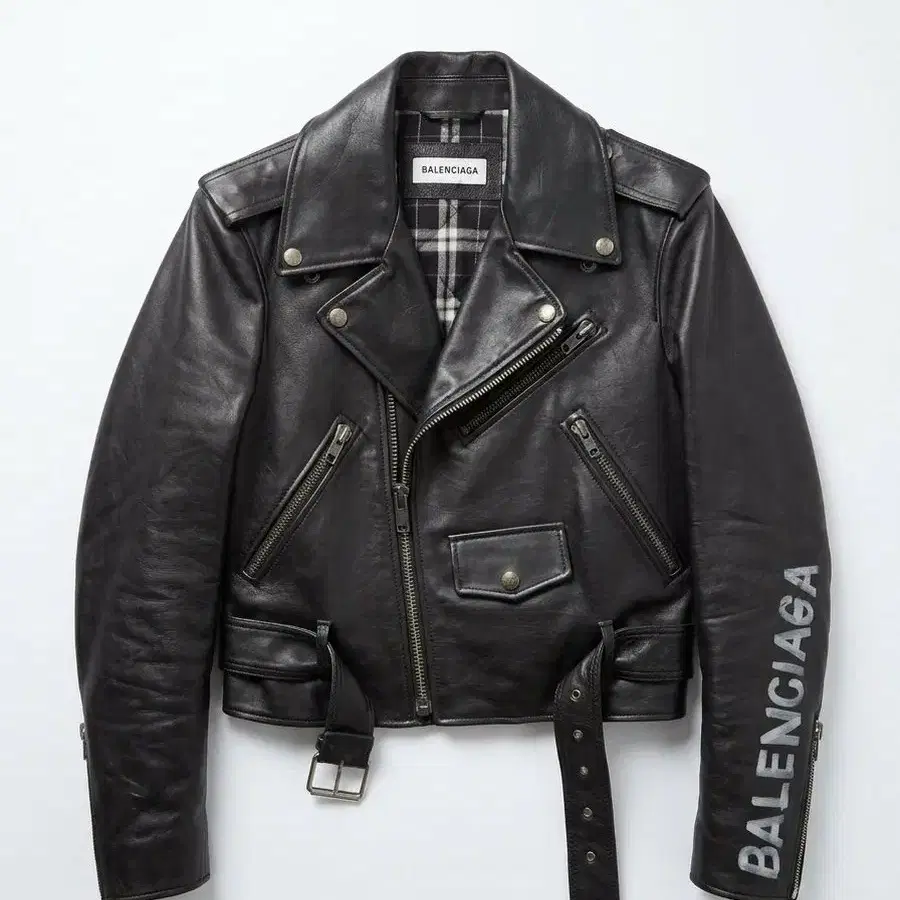 발렌시아가 Sleeve Graffiti Leather Jacket 40