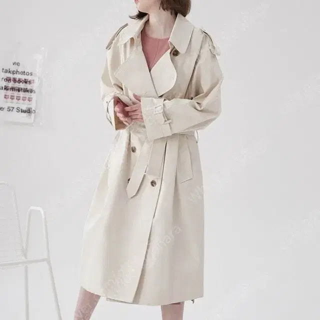 MAYSOME 메이썸 루즈핏 여성 트렌치코트 프리/88이하 새것수준