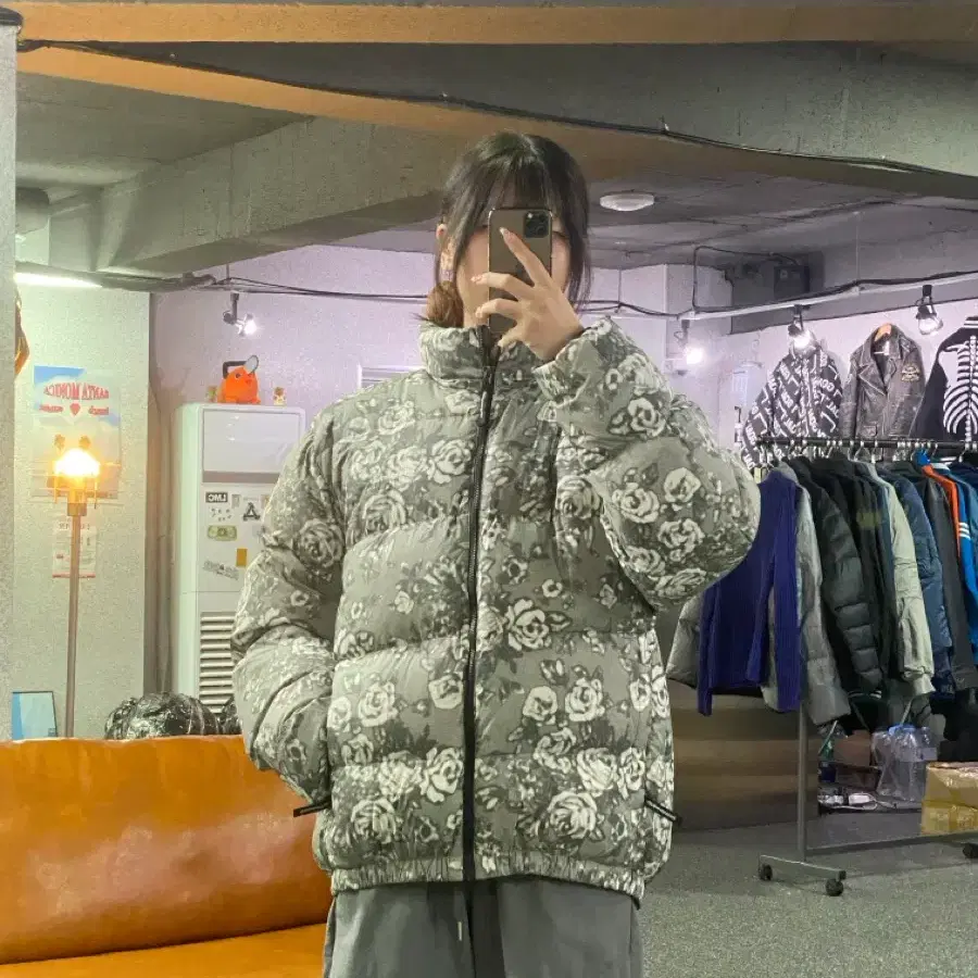디스이즈네버댓 자켓 플라워 그레이 B6198