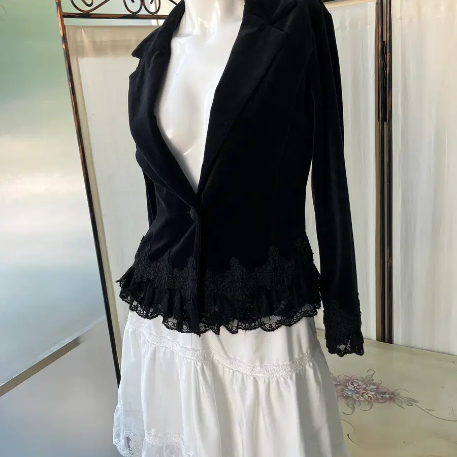 jpn lest rose slim fit crochet blazer