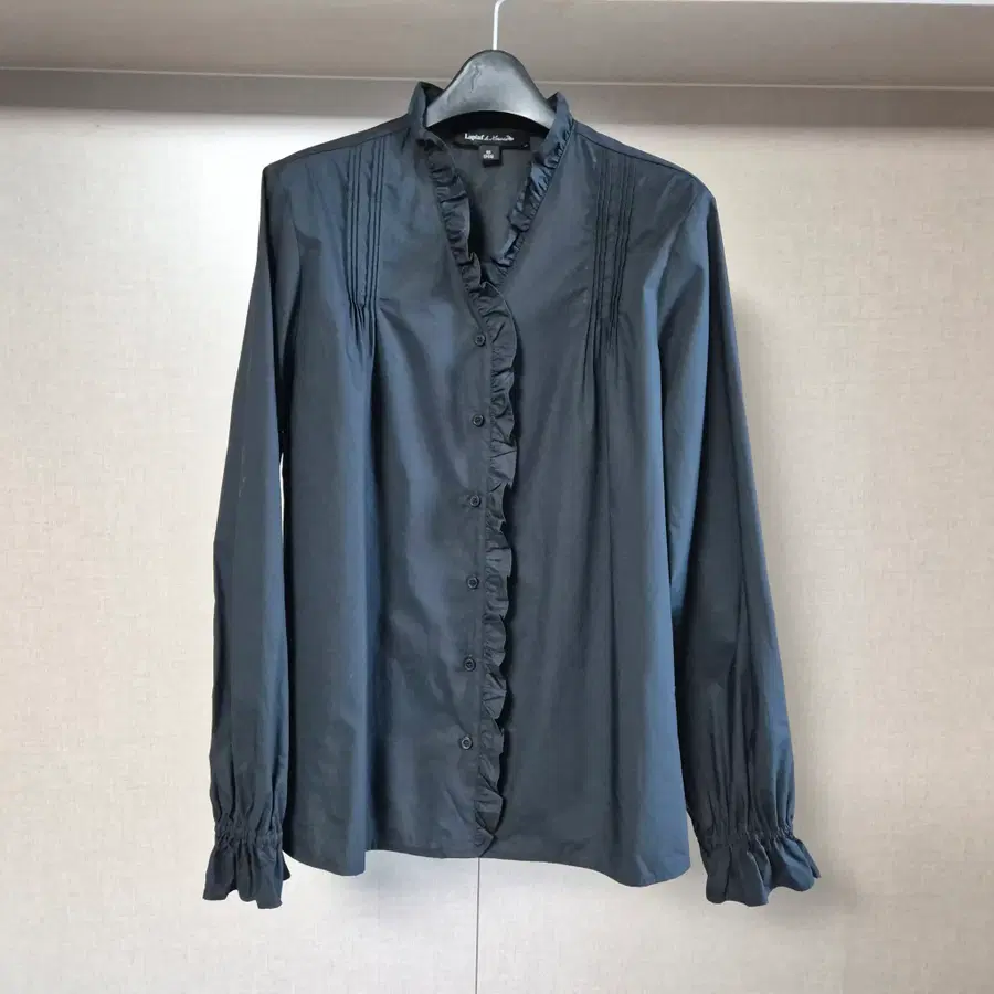 55)라삐아프 26SS  프릴 코튼 블라우스 블랙