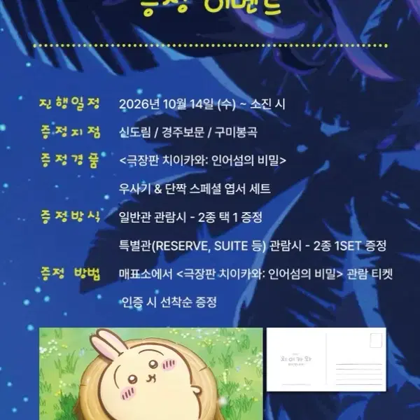 치이카와 인어섬 특전 3주차 엽서 세트