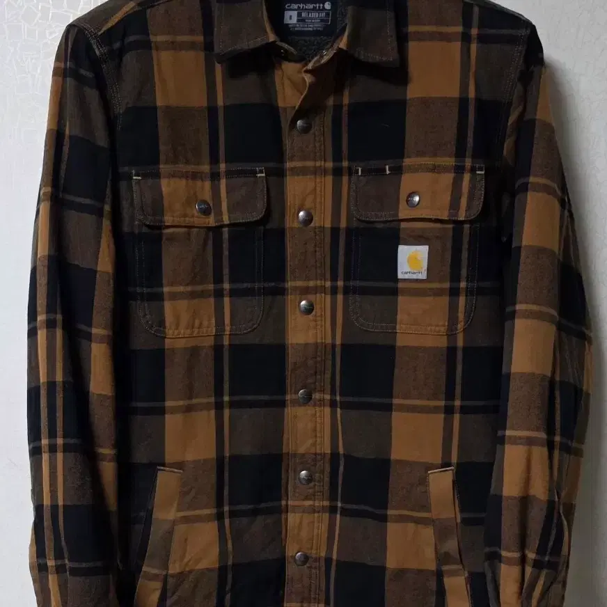 칼하트 Carhartt 릴렉스 핏 플란넬 셰르파 안감 셔츠 재킷 남성 M(95)