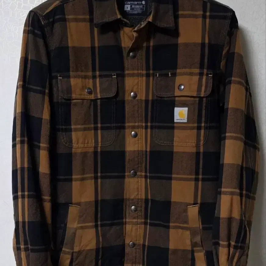 칼하트 Carhartt 릴렉스 핏 플란넬 셰르파 안감 셔츠 재킷 남성 M(95)
