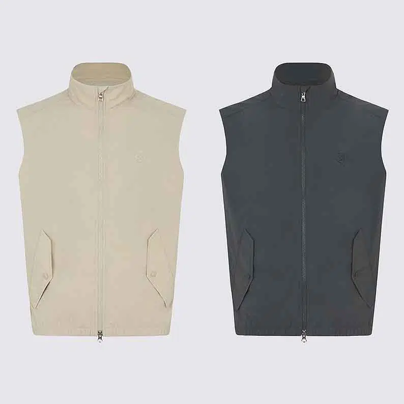 지포어 남성 우븐 하이브리드 베스트 집업 조끼 2칼라