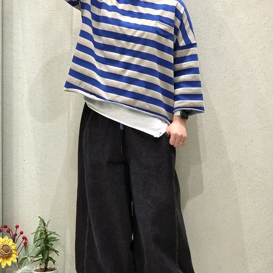 단가라 8부 티셔츠