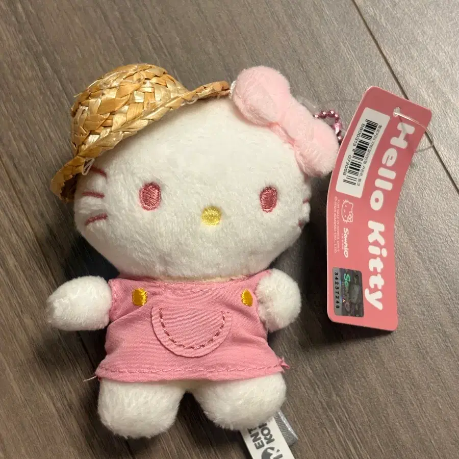 산리오) 가든 밀짚모자 핑크 헬로키티 인형 키링 8cm