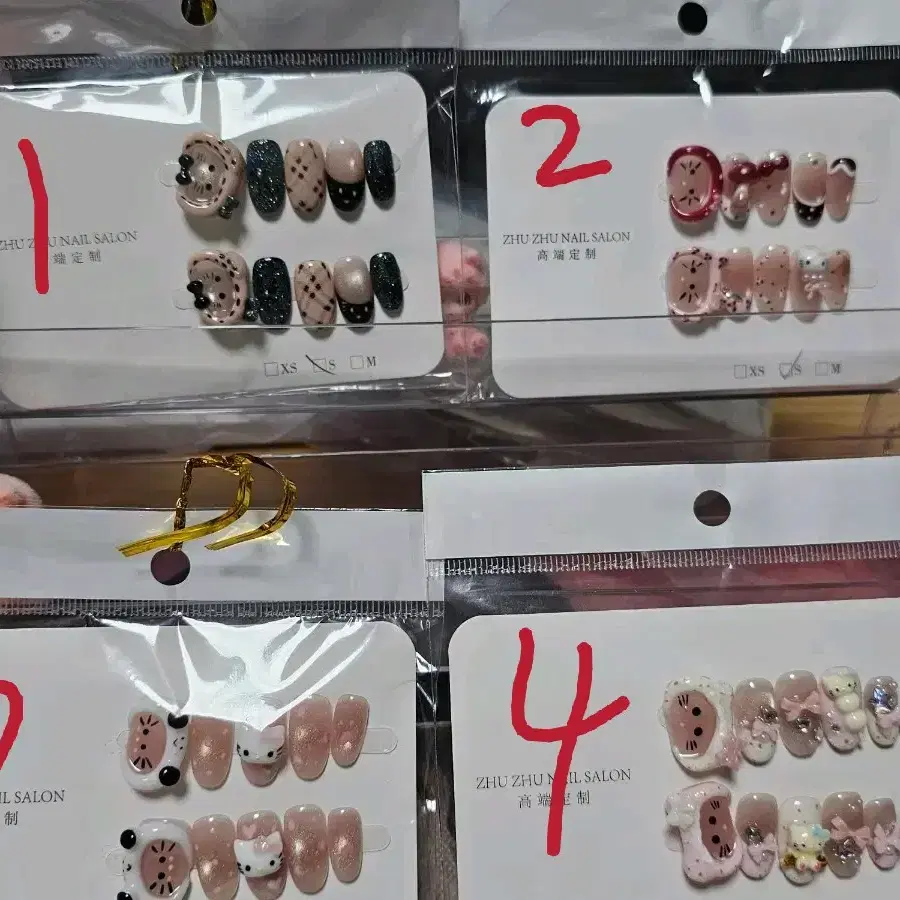 모자쓴 엠보키 수제 퀄 좋은 키티 네일팁