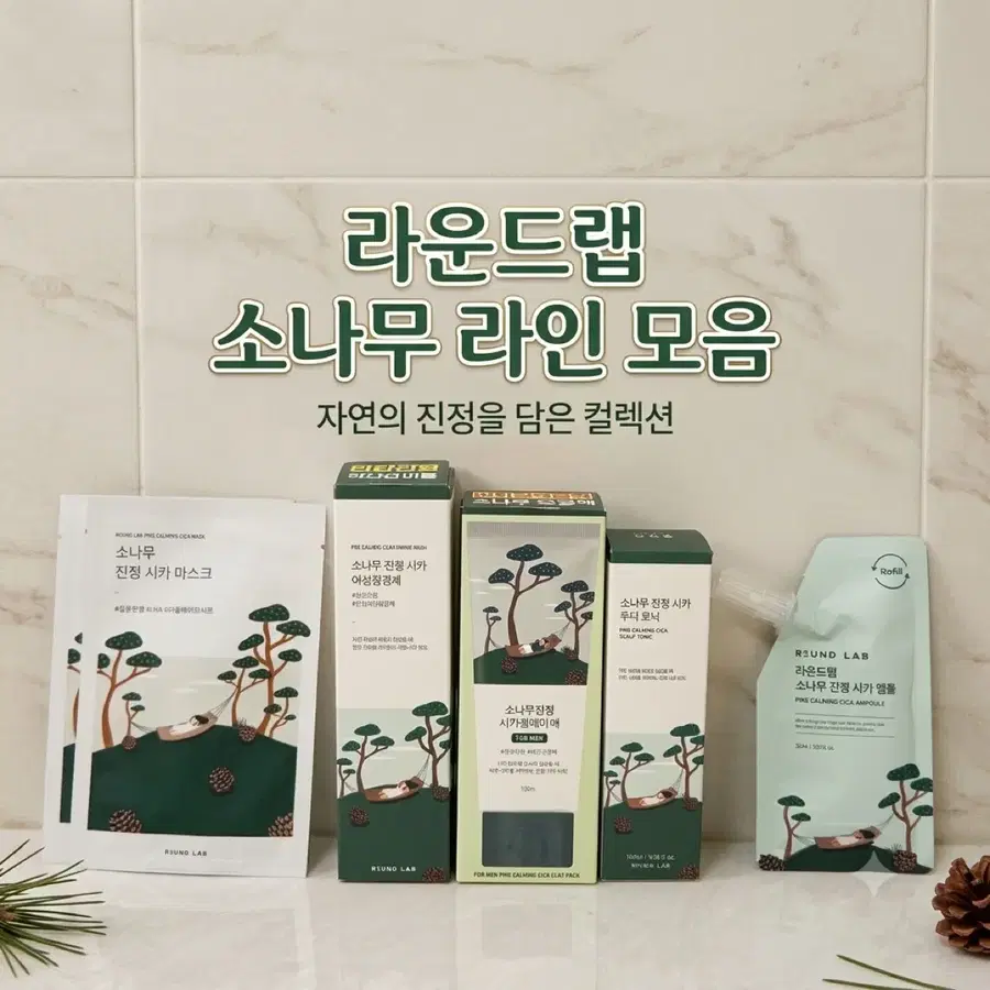[ 라운드랩 ] 소나무 진정 시카 여성청결제 클래이팩 두피 토닉 앰플 리필 스킨케어
