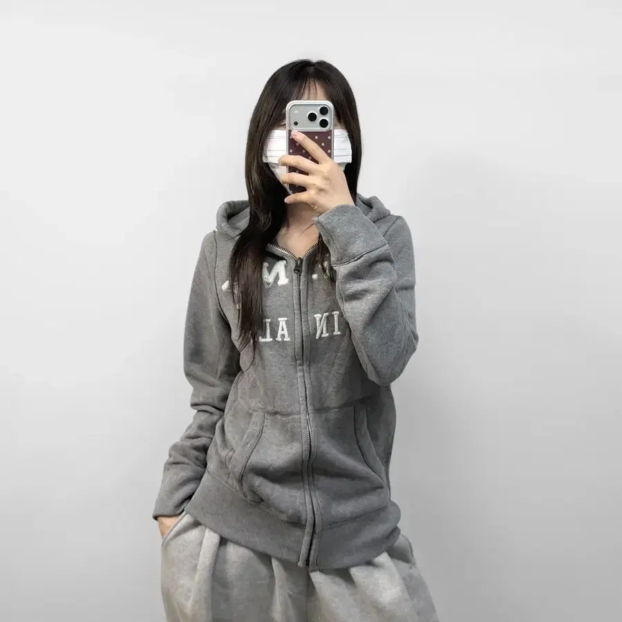 아베크롬비 아치 로고 후드집업 그레이
