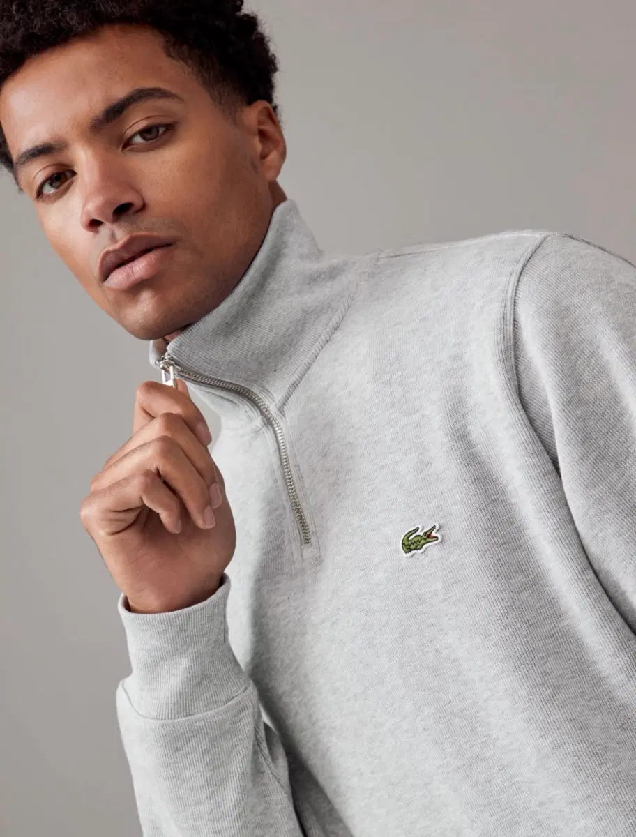 Genuine/New) Lacoste Sweatshirt Zip-up Half-zip Unisex 4 Colors (Gray/Black/Gray/Green)