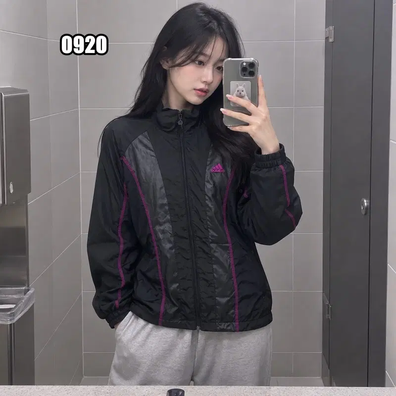 XS 아디다스 퍼플 블랙 트레이닝 우븐 바람막이 자켓