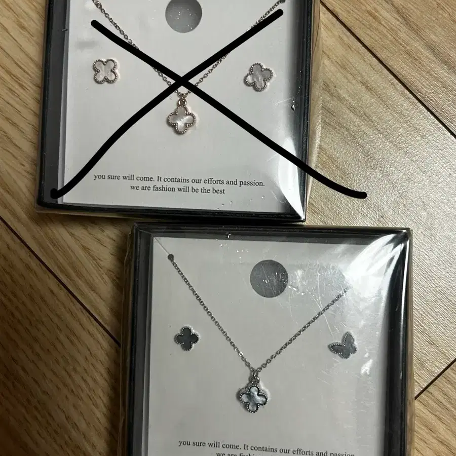 클로버 목걸이 귀걸이 세트