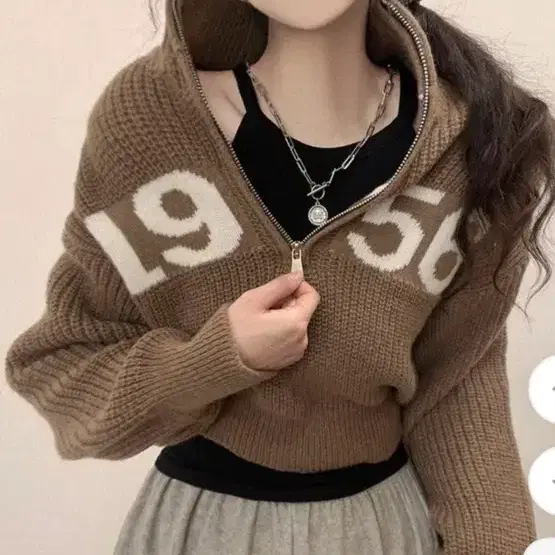 1956 니트 집업 브라운 카키 2종
