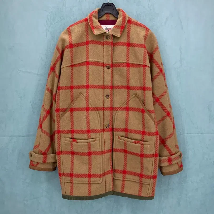울리치 Woolrich USA 체크 울 블렌드 자켓 XS