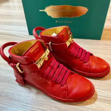BUSCEMI 부쉐미 100MM 레드 하이컷 스니커즈 37