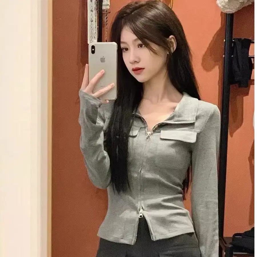 새상품 그레이 골지 투웨이 집업 자켓