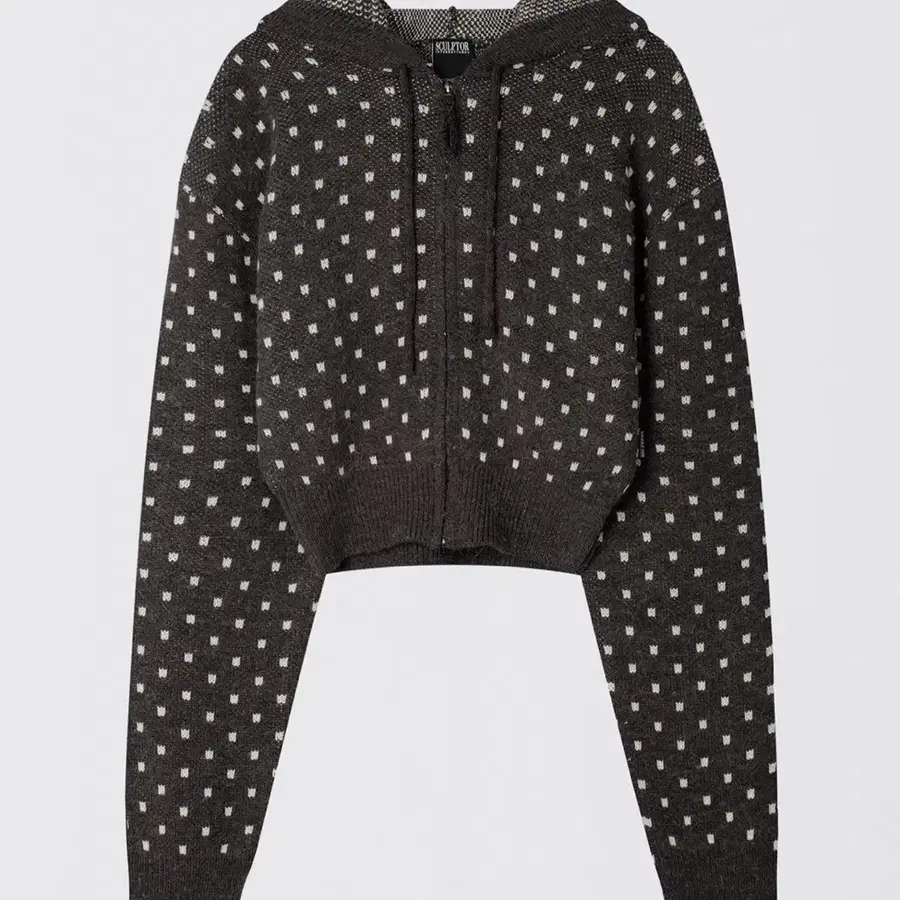 (올데프 영서 착용)스컬프터 도트 Snowflake Knit Zip-Up Gray