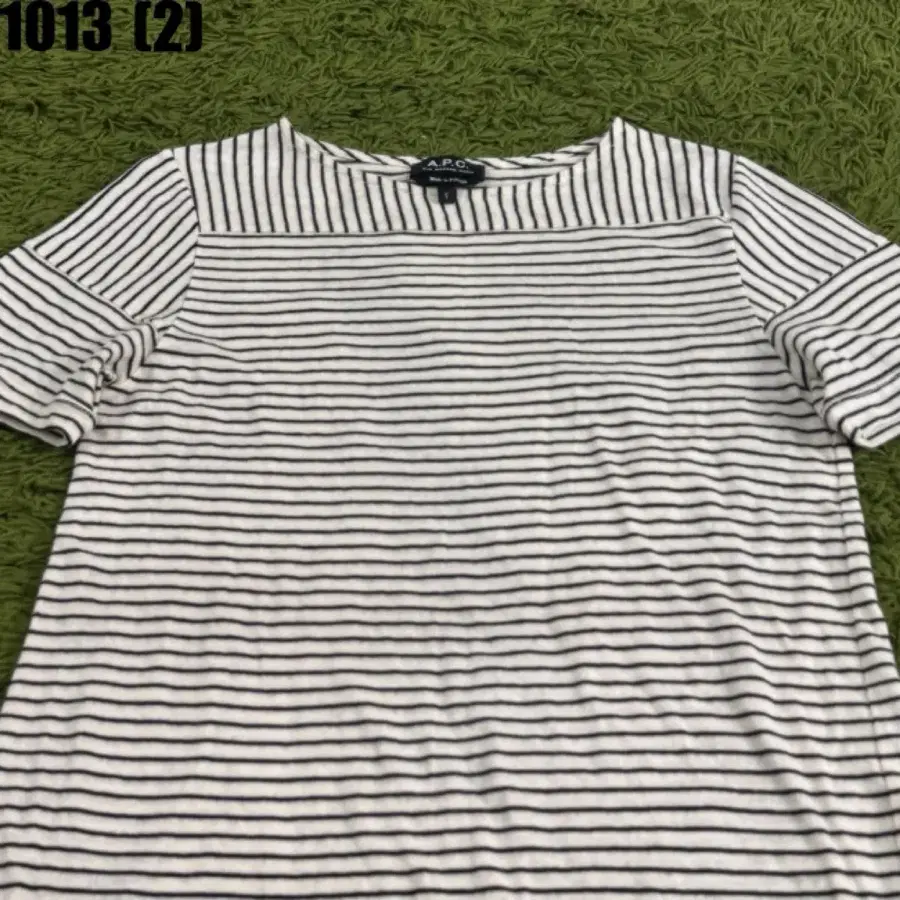 A.P.C 단가라 반팔 티셔츠 1013