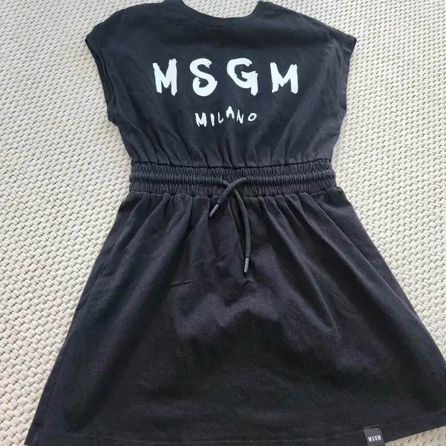 MSGM 키즈 로고 반팔 원피스 블랙