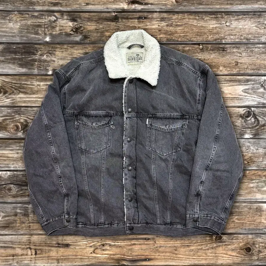 XL) LEVI'S 리바이스 실버탭 셰르파 흑청 데님 트러커 자켓