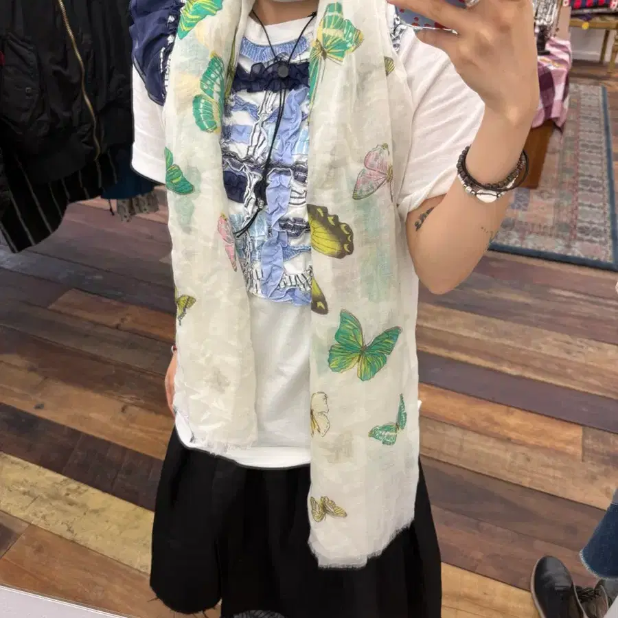 빈티지 나비 프린팅 스카프 s60